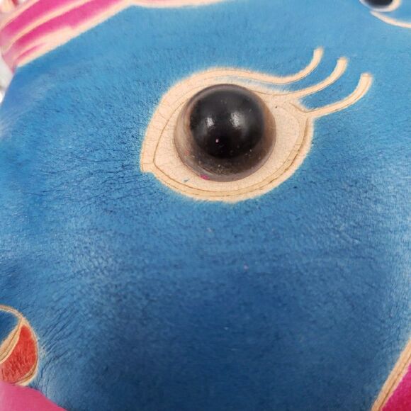 Unicorn Leather Wristlet Wallet Handmade Tooled Coin Purse Keychain Fantasy Gift - Picture 9 of 13